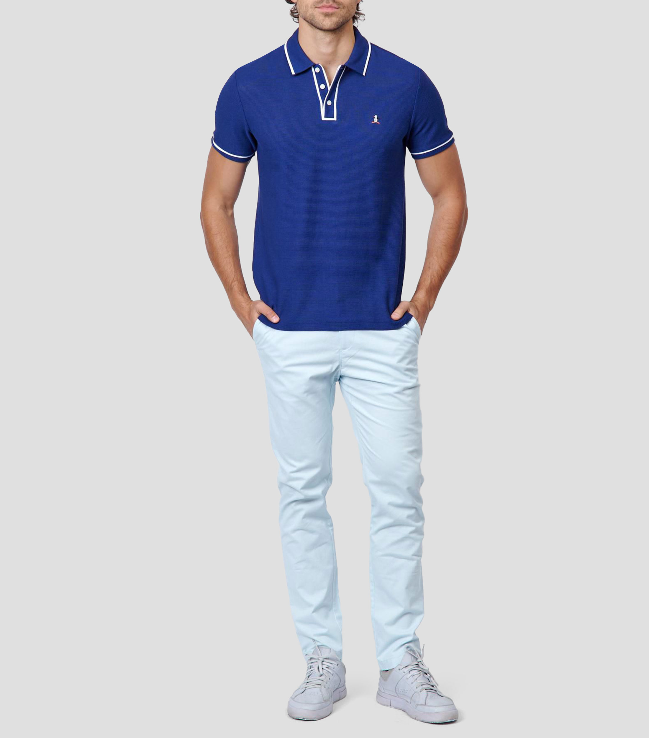 Playera tipo polo manga corta sólida Hombre